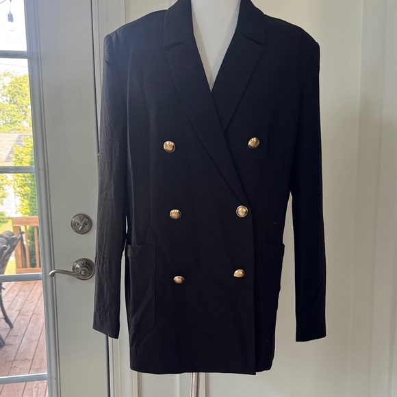 NWT Anthropologie BARDOT Odyssey Black Button Front Blazer Size 6 - Picture 3 of 9